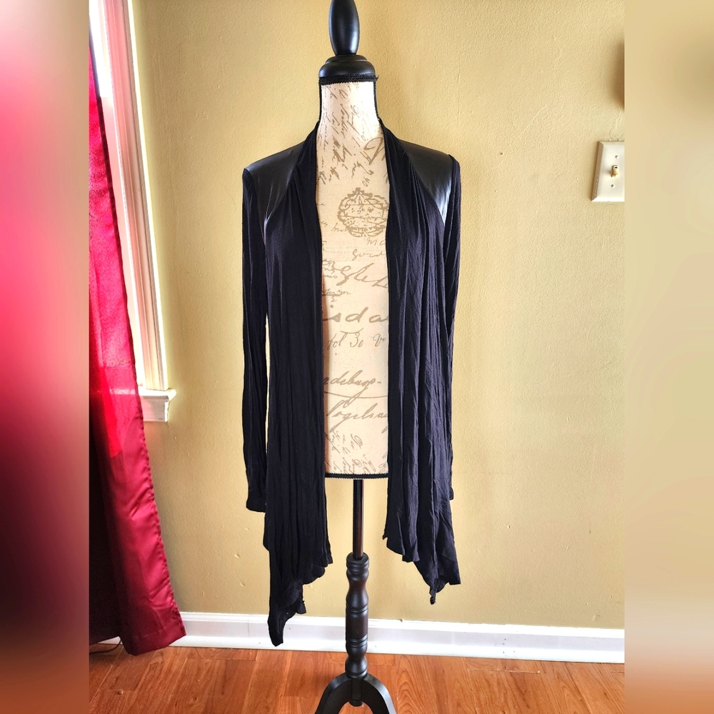 Black sweater with leather style shoulders